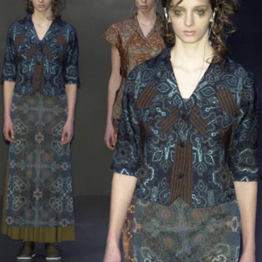 Issey Miyake Vintage Y2K Art To Wear Brocade Metallic Blazer Jacket Sz 2 - Picture 2 of 10